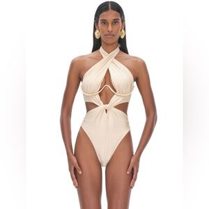 NWOT Andrea Iyamah Nayo One Piece Swimsuit in Ecru/Cream Size XL